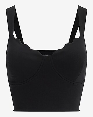 Body Contour Scalloped Bustier Cropped Tank in Stretch Cotton - thumbnail 5
