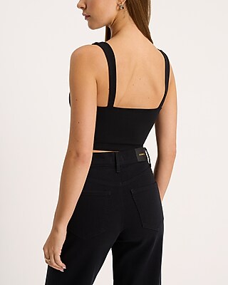 Body Contour Scalloped Bustier Cropped Tank in Stretch Cotton - thumbnail 3