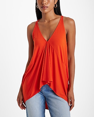 V-Neck Hi-Lo Draped Tunic Tank