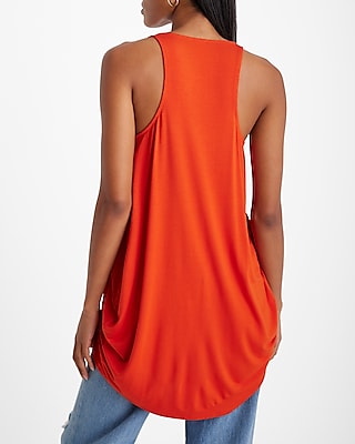 V-Neck Hi-Lo Draped Tunic Tank