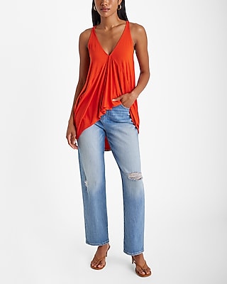 V-Neck Hi-Lo Draped Tunic Tank