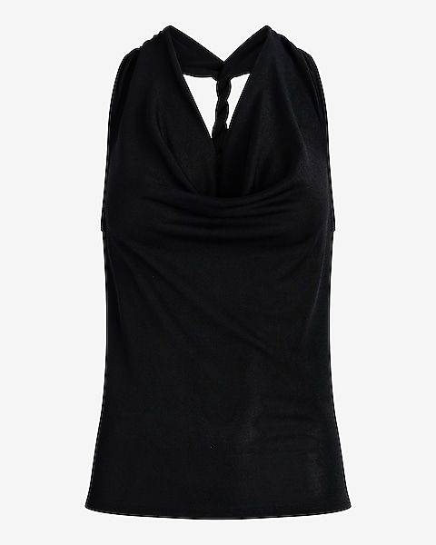 Shine Skimming Cowl Neck Twisted Strap Tank | Express Shine Skimming Cowl Neck Twisted Strap Tank | Express