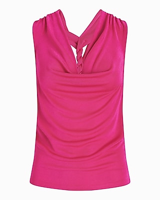 Shine Skimming Cowl Neck Twisted Strap Tank