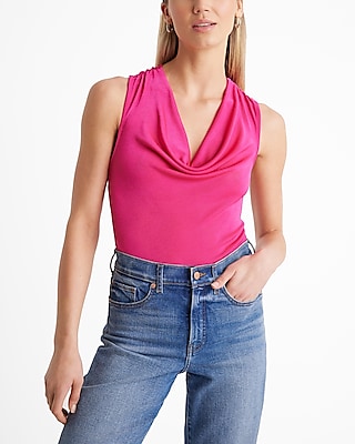 Shine Skimming Cowl Neck Twisted Strap Tank