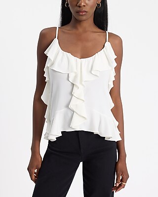 【merruny】frill 2way cami V-neck Ruffle Cami | Express