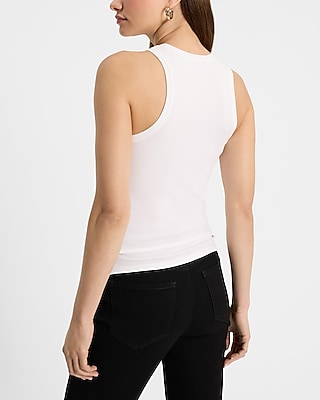 Embellished Fitted Ribbed High Neck Tank