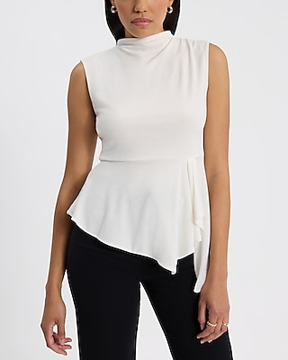 Asymmetrical Neck Long Sleeve Tee | Express