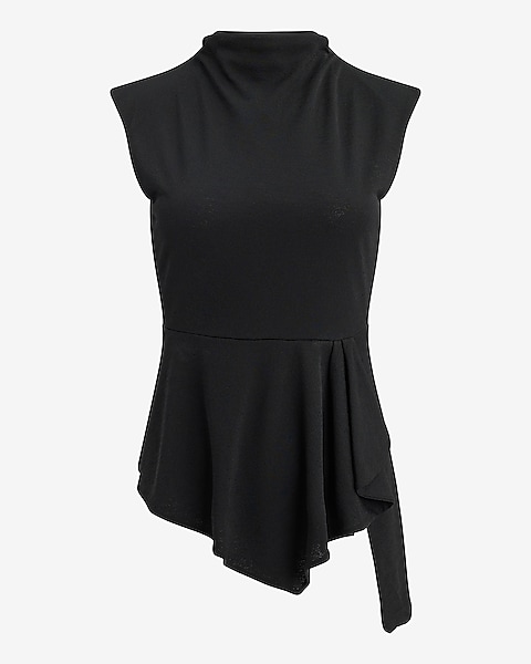 Mock Neck Asymmetrical Peplum Tank | Express Mock Neck Asymmetrical Peplum Tank | Express
