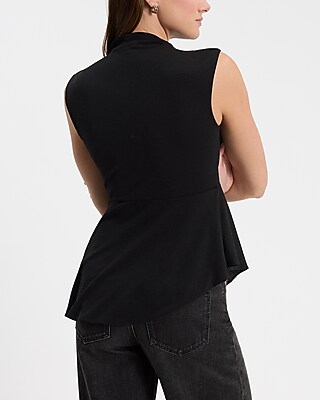 Mock Neck Asymmetrical Peplum Tank | Express