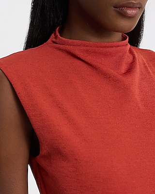 Mock Neck Asymmetrical Peplum Tank