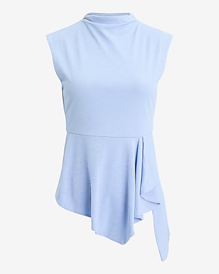 Mock Neck Asymmetrical Peplum Tank