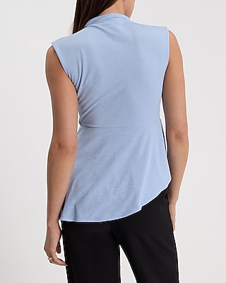 Mock Neck Asymmetrical Peplum Tank