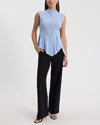 Mock Neck Asymmetrical Peplum Tank