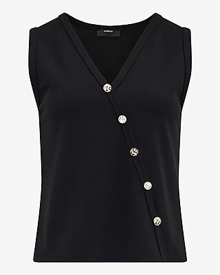 V-Neck Asymmetrical Novelty Button Vest Top - image 5