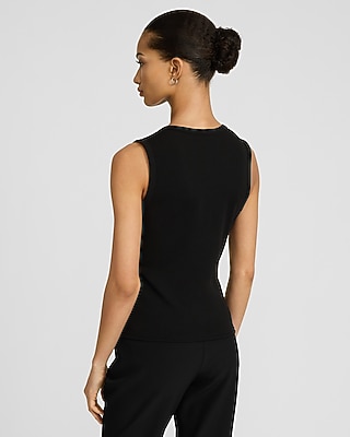 V-Neck Asymmetrical Novelty Button Vest Top - image 3