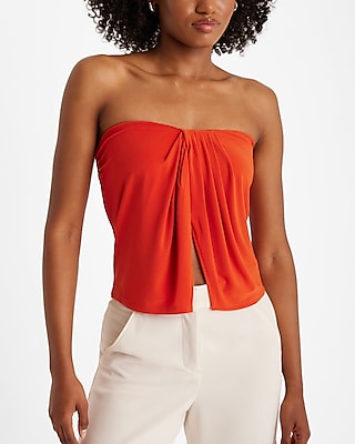 Strapless Draped Split Front Tube Top