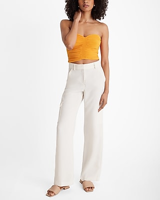 Fitted Sweetheart Neckline Ruched Cropped Tube Top