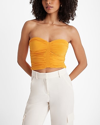 Fitted Sweetheart Neckline Ruched Cropped Tube Top