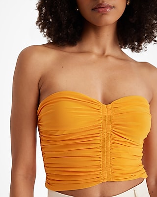 Fitted Sweetheart Neckline Ruched Cropped Tube Top