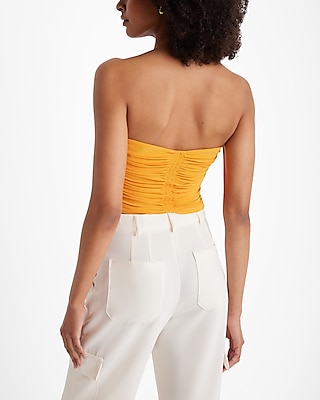 Fitted Sweetheart Neckline Ruched Cropped Tube Top