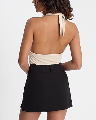 Cowl Neck Tie Halter Open Back Tank