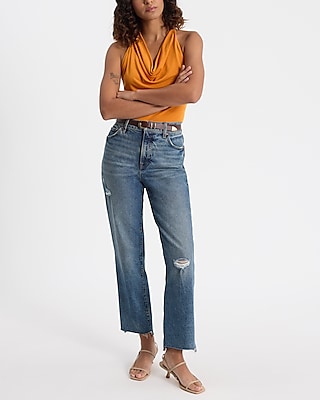 Cowl Neck Tie Halter Open Back Tank