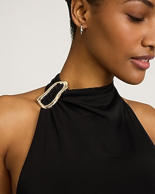 Draped Halter Novelty Hardware Tank