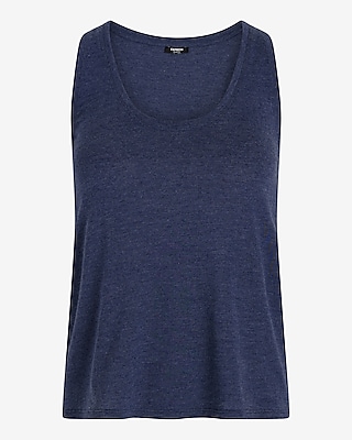 Linen-Blend Skimming Scoop Neck Tank