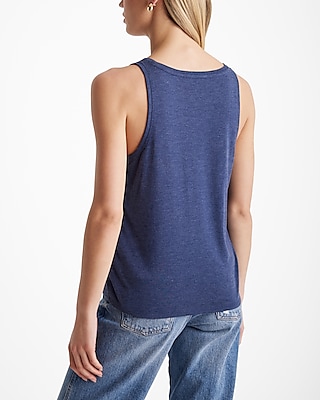 Linen-Blend Skimming Scoop Neck Tank