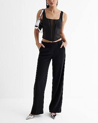 Mesh Square Neck Cropped Corset Tank