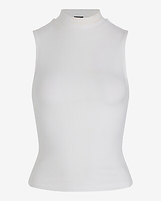 Fitted Ribbed Mock Neck Sleeveless Tank