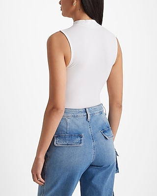 Fitted Ribbed Mock Neck Sleeveless Tank