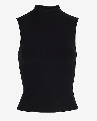 Fitted Ribbed Mock Neck Sleeveless Tank