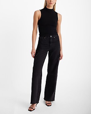 Fitted Ribbed Mock Neck Sleeveless Tank