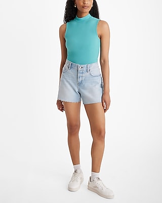 Fitted Ribbed Mock Neck Sleeveless Tank