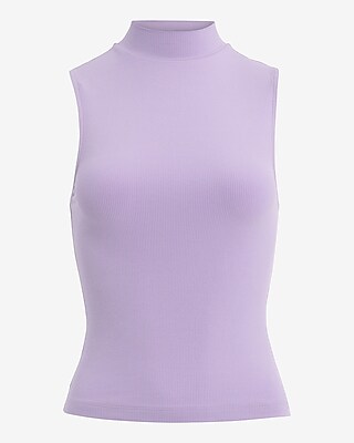 Fitted Ribbed Mock Neck Sleeveless Tank
