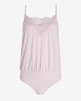 EX POL MATTE LACE TRIM CAMI BDYST 8612192:LIGHT PINK:M