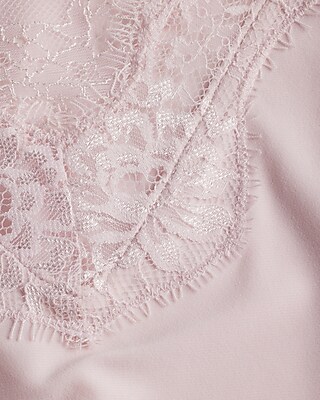 EX POL MATTE LACE TRIM CAMI BDYST 8612192:LIGHT PINK:M