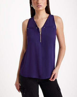 V-neck Quarter Zip Hudson Tank | Express