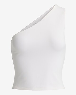 Body Contour Stretch Cotton One Shoulder Cropped Tank