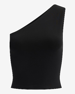 Body Contour Stretch Cotton One Shoulder Cropped Tank