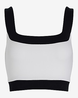 Body Contour Stretch Cotton Tipped Square Neck Cropped Tank