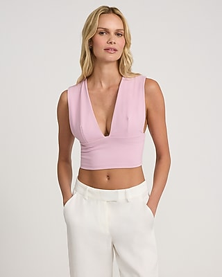 Fitted Deep V-Neck Cropped Tank