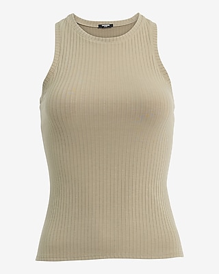 Fitted Ribbed High Neck Tank