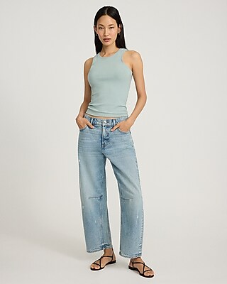 Fitted Ribbed High Neck Tank