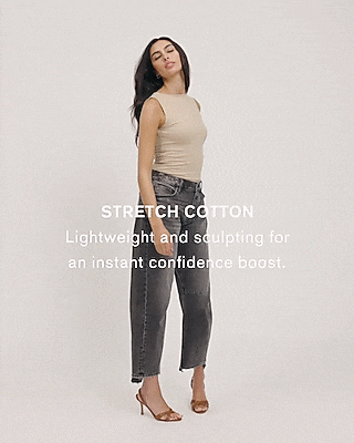 Body Contour Stretch Cotton Square Neck Cropped Tank