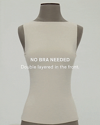 Body Contour Stretch Cotton Square Neck Cropped Tank