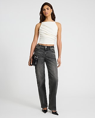 High Neck Draped Cropped Tank