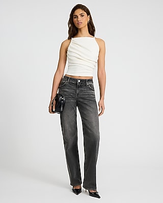 High Neck Draped Cropped Tank