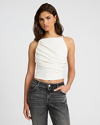 High Neck Draped Cropped Tank